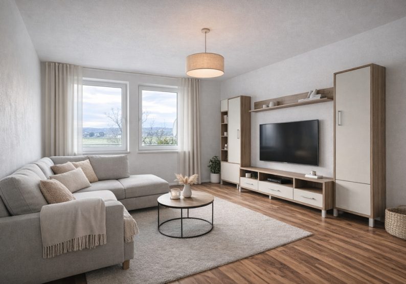 Wohnzimmer eingerichtet